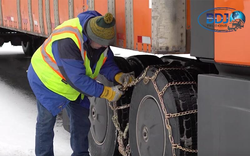 Truck Tire Chains Installation